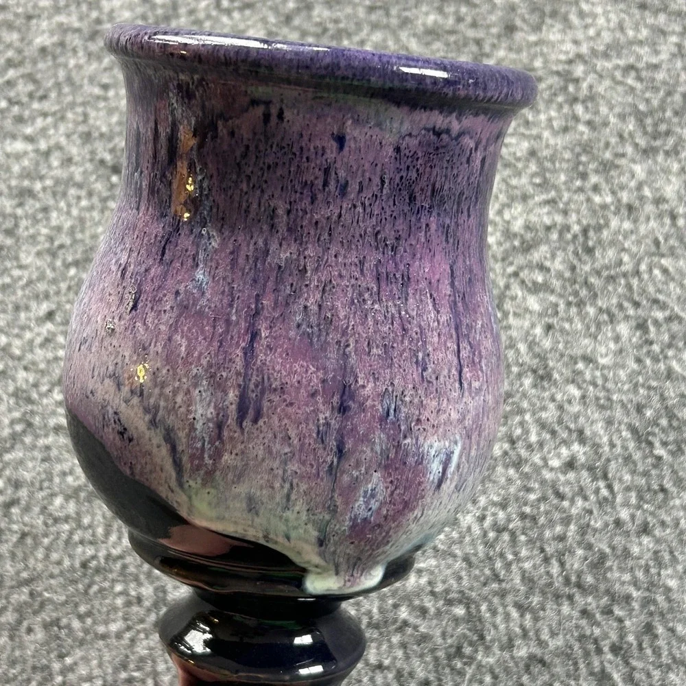 Vintage Stoneware Wench Renaissance 1997 Purple Goblet Chalice Cup‎ Minnesota